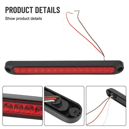 15LED Red Sealed Truck Trailer Strip Brake Tail Light Bar