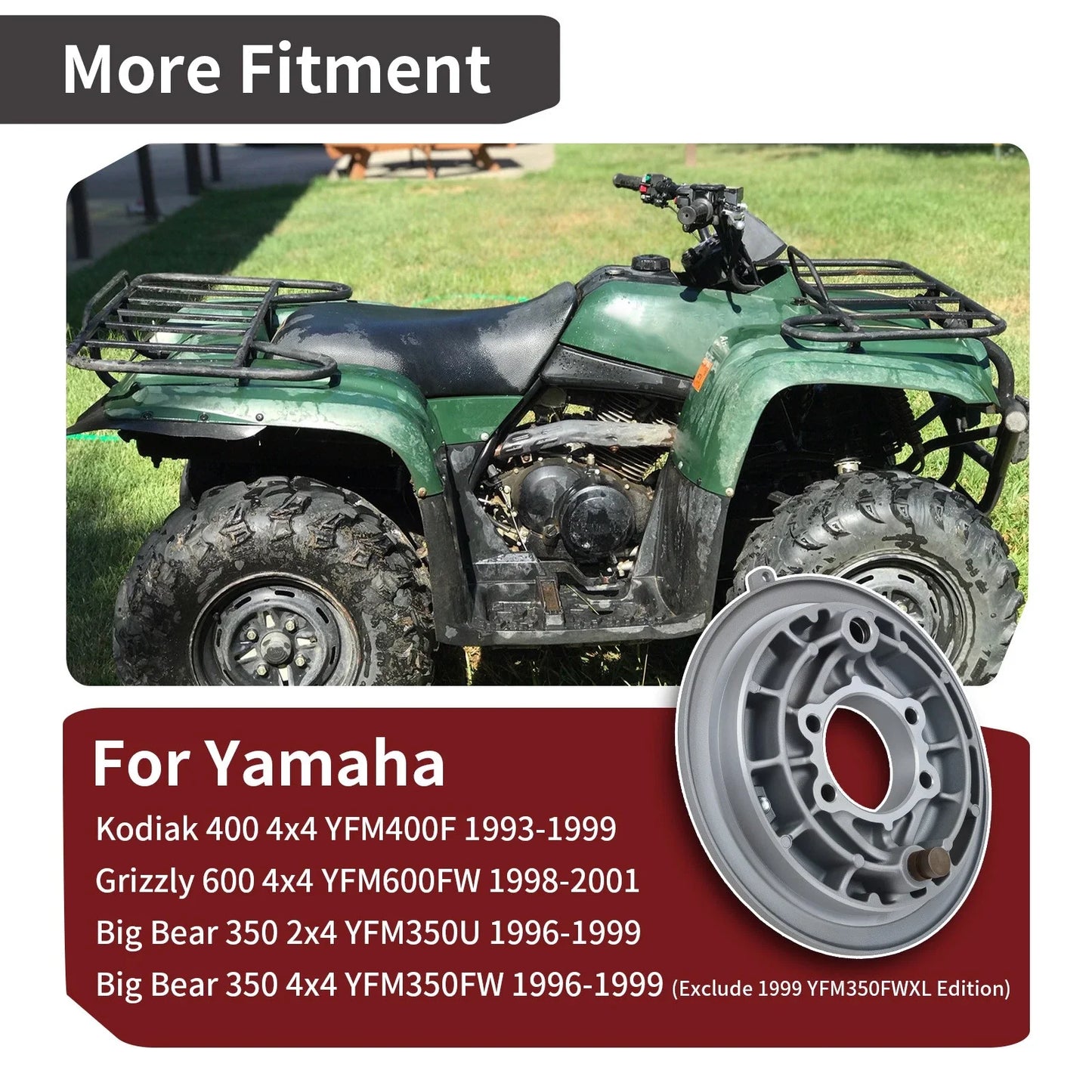 Rear Brake Drum Plate 2x4 4x4 for Yamaha Big Bear 350 (1996–1999)