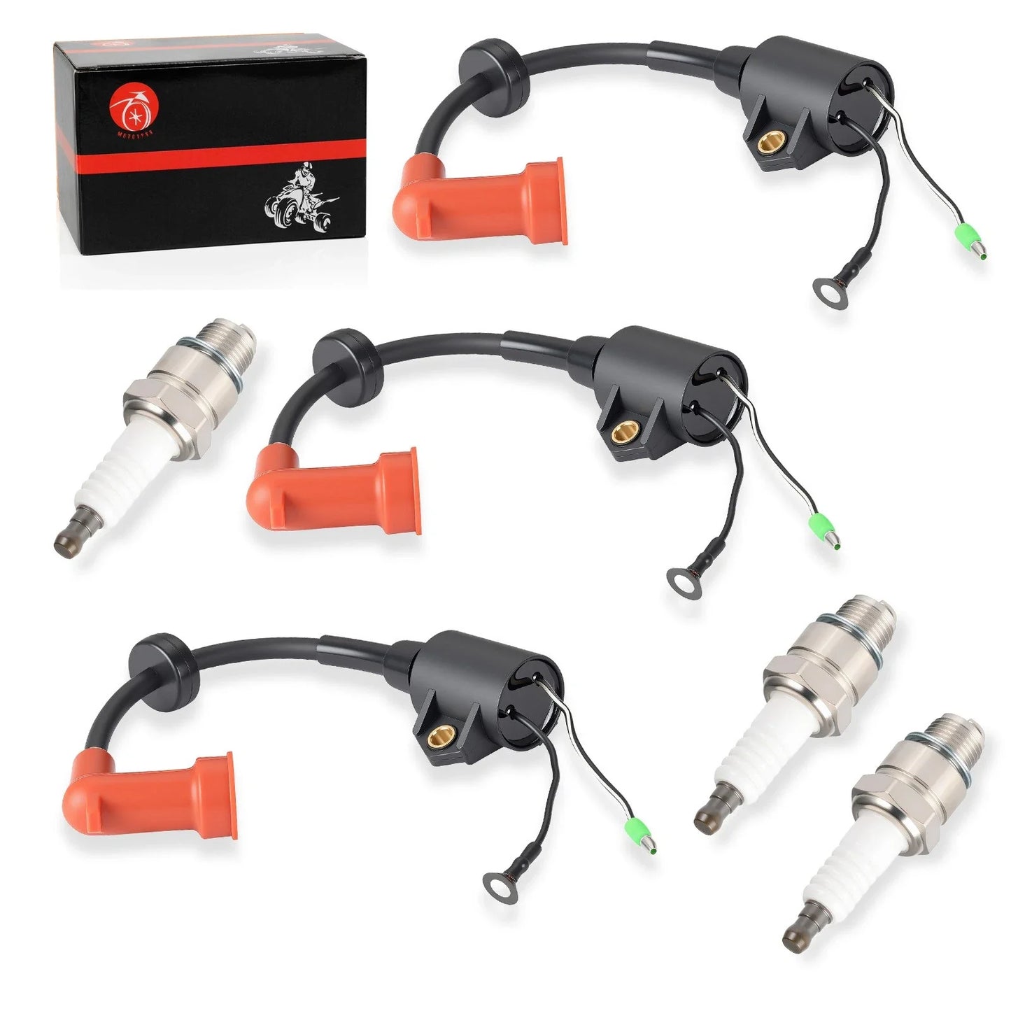 3 Ignition Coils w/ Spark Plug for Yamaha 9.9–50 HP