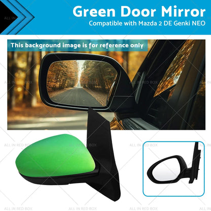 Left Side Green Rearview Mirror for Mazda 2 DE Genki NEO MAXX (2007-2014)