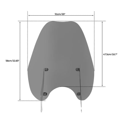 Smoke Windshield & 39mm Clamps for Harley Sportster XL 883 1200 (2018-2024)