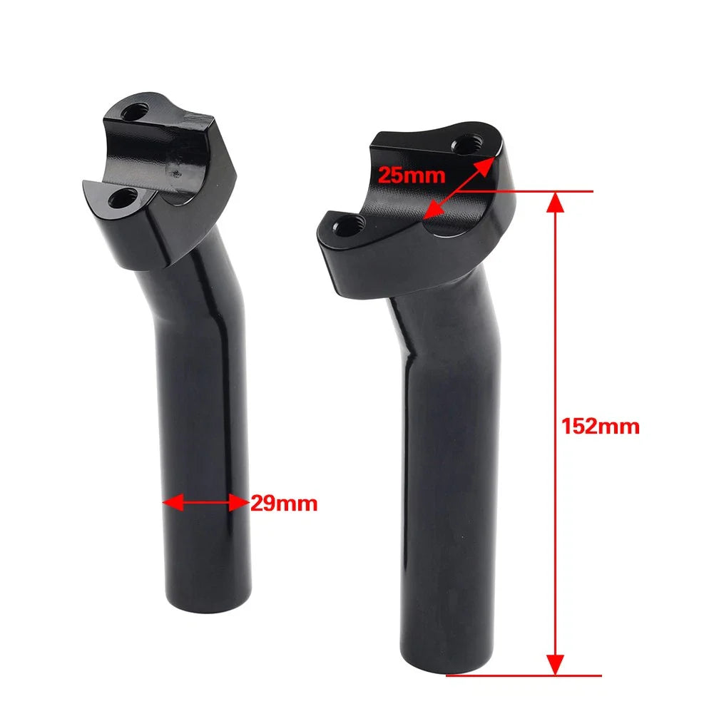 6" CNC Pullback Handlebar Risers Black for Harley Softail Sportster