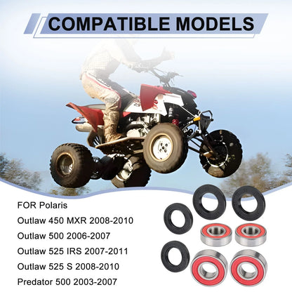 2 x Front Wheel Bearings W/Seals Kit for Polaris Predator 500 (2003–2007)