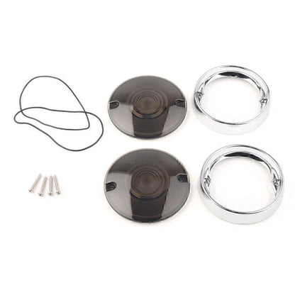 Turn Signal Bezels Smoke Lens Covers for Harley Touring Road King (2009-2023)