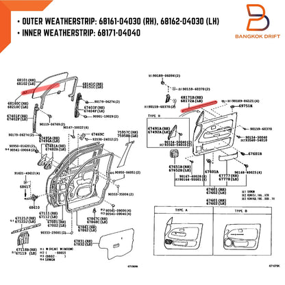 Weatherstrip for Toyota Hilux Ute LN147 LN167 (1997-2004)