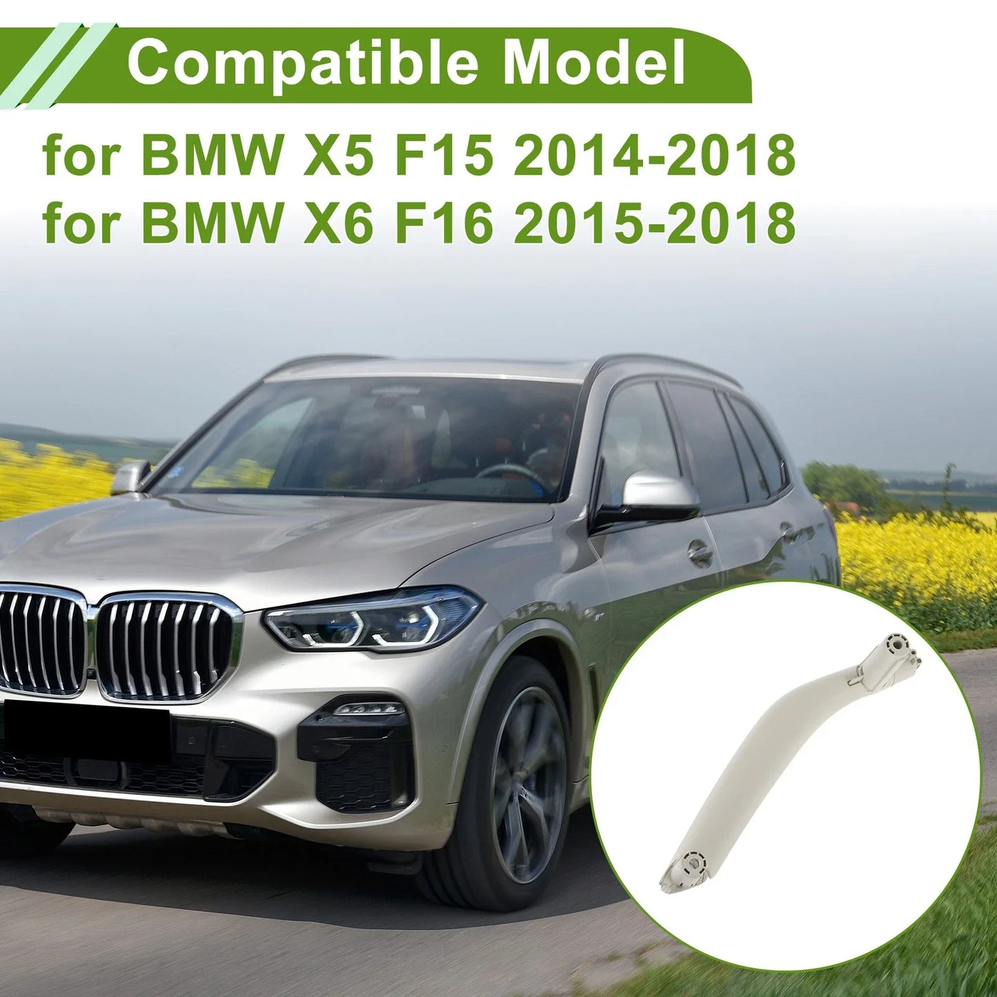 Door Panel Handle Pull Trim Cover for BMW X5 F15 (14-18) Gray White