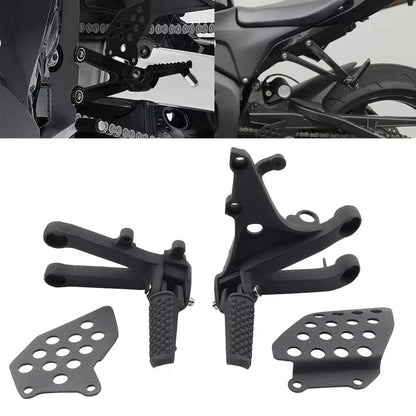 Black Front Driver Footrest Bracket Set for Honda CBR600RR (2007-2024)
