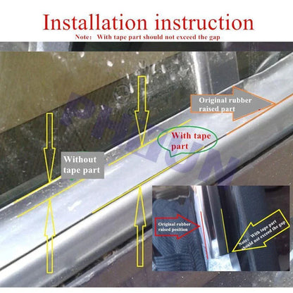 Rubber 157'' x 0.6'' Car Side Door Window Glass Seal Rain Visor Strip Universal