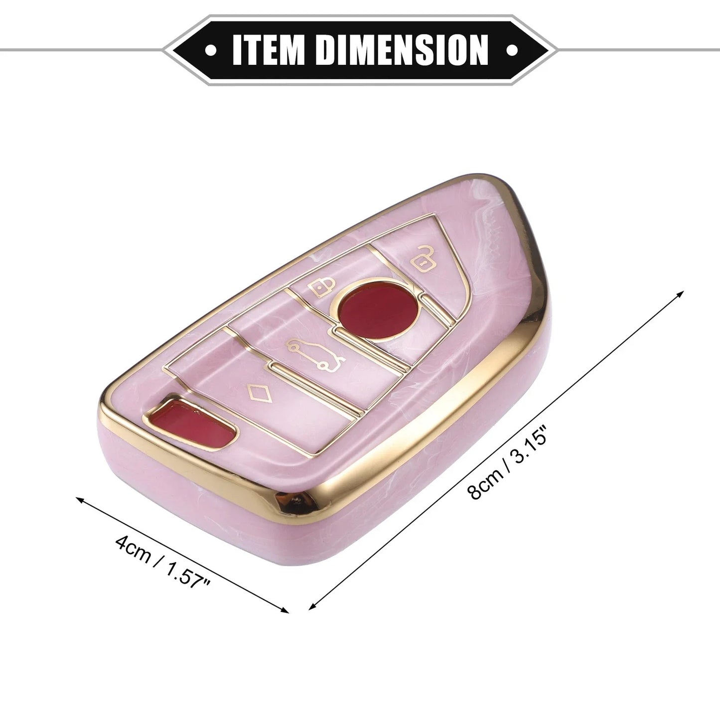 Buttons Smart Key Fob Cover Case for BMW 3 4 5 6 7 Series TPU Pink