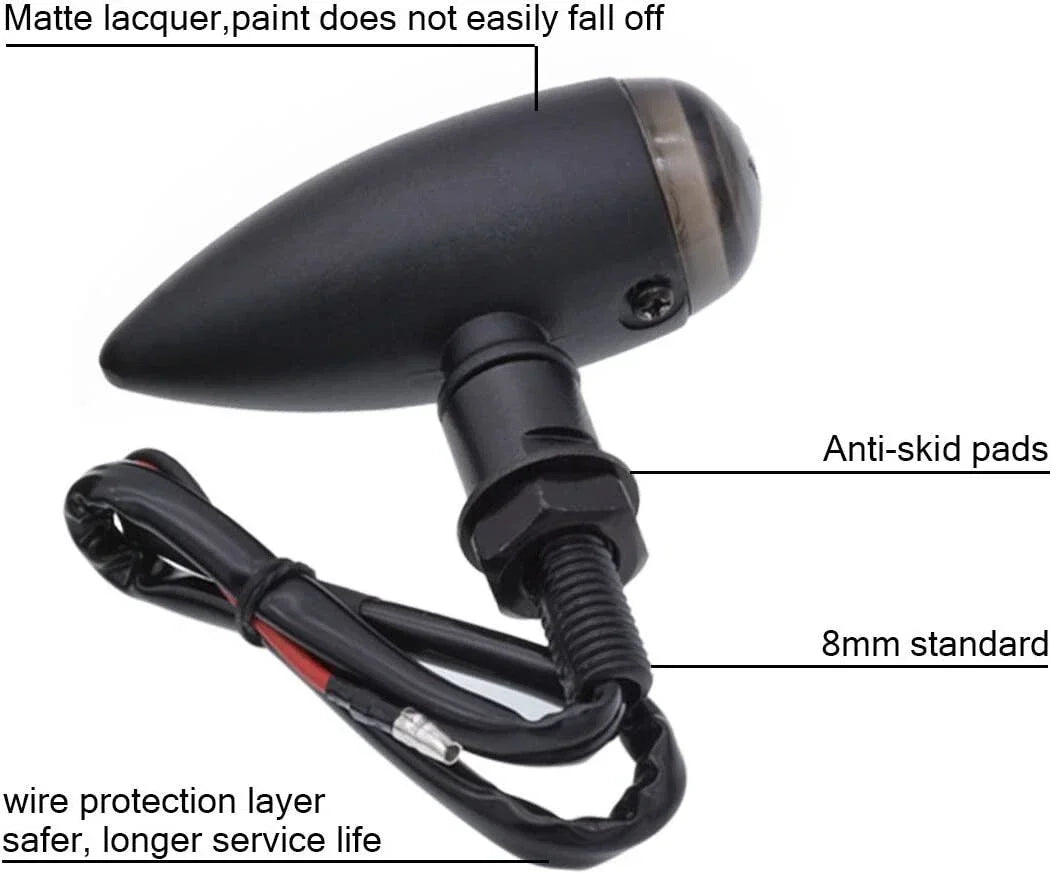 Bullet Shaped Metal Turn Signal Lights for Motorcycle (Mini)