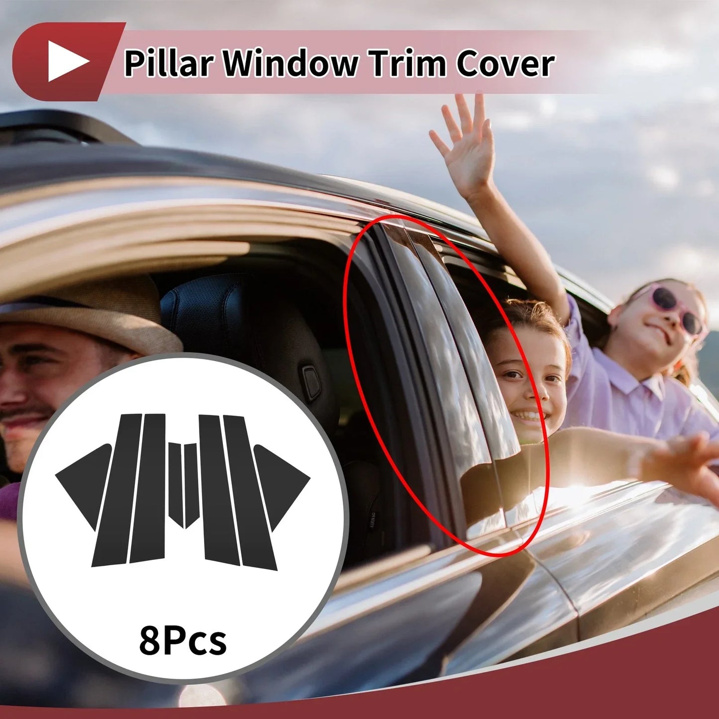 Door Pillar Window Trim for Hyundai Verna 2008-2016 Black