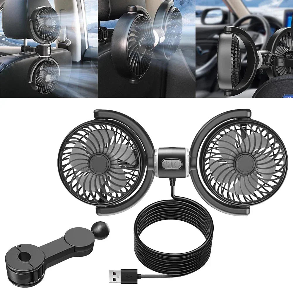 Travel Comfort Accessory USB Car Cooling Fan for All Vehicles
