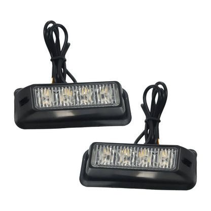 2 x 4-LED Amber Light Lamp Recovery Flashing Breakdown Strobe Grill 12-24V
