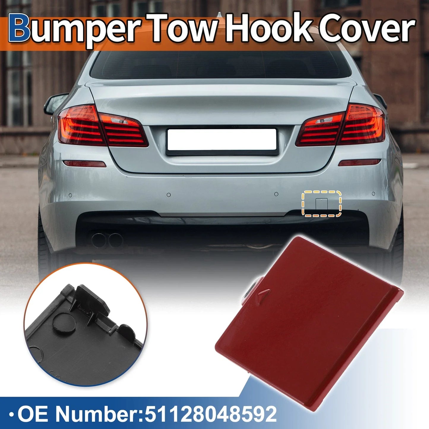 Rear Bumper Tow Hook Cover for BMW 5 Series F10 Melbourne Red