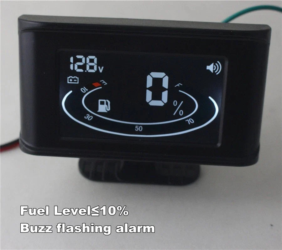 LCD Digital 2-Function Voltmeter & Fuel Level Gauge for Truck Car