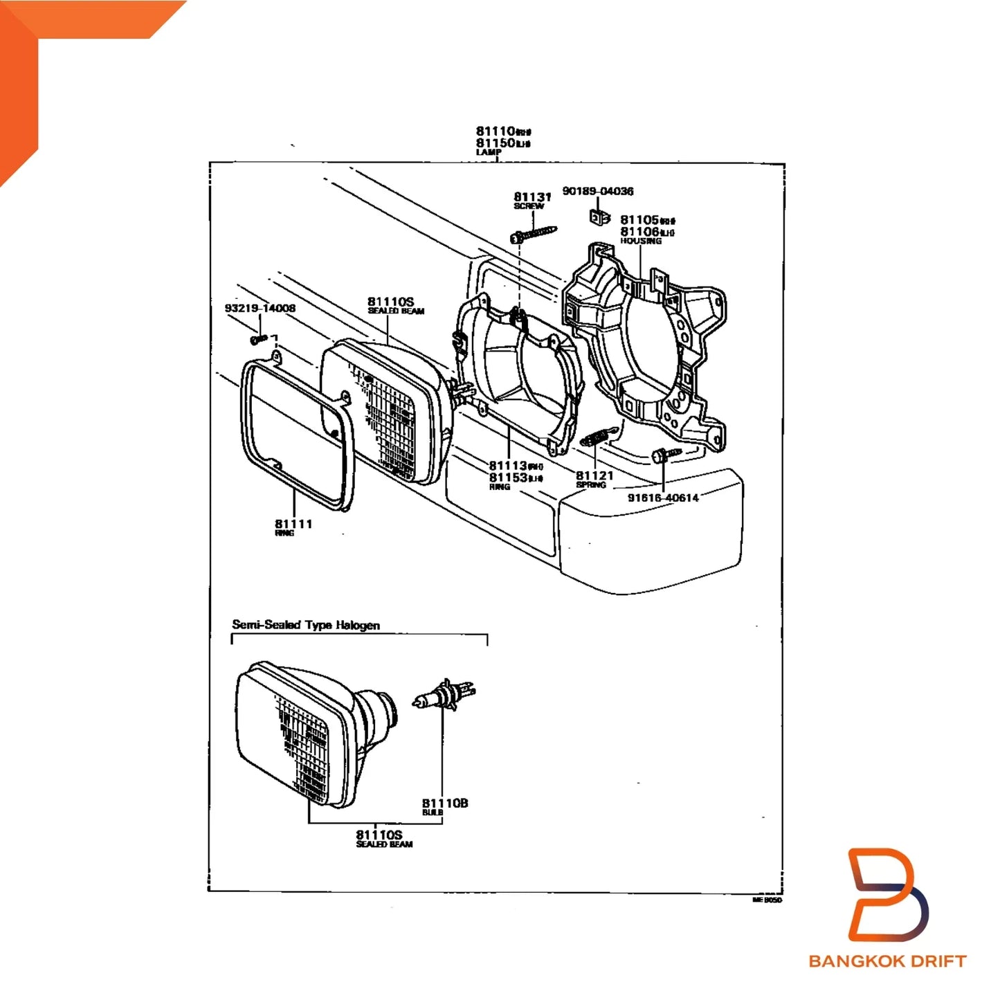 Headlight Square Housing Lamp Bucket for Toyota Hilux Ute (1981-1983)