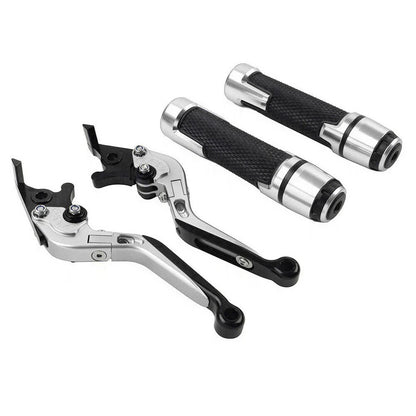 Silver Brake Clutch Lever Handlebar Grip Set for Yamaha MT-15, XSR155