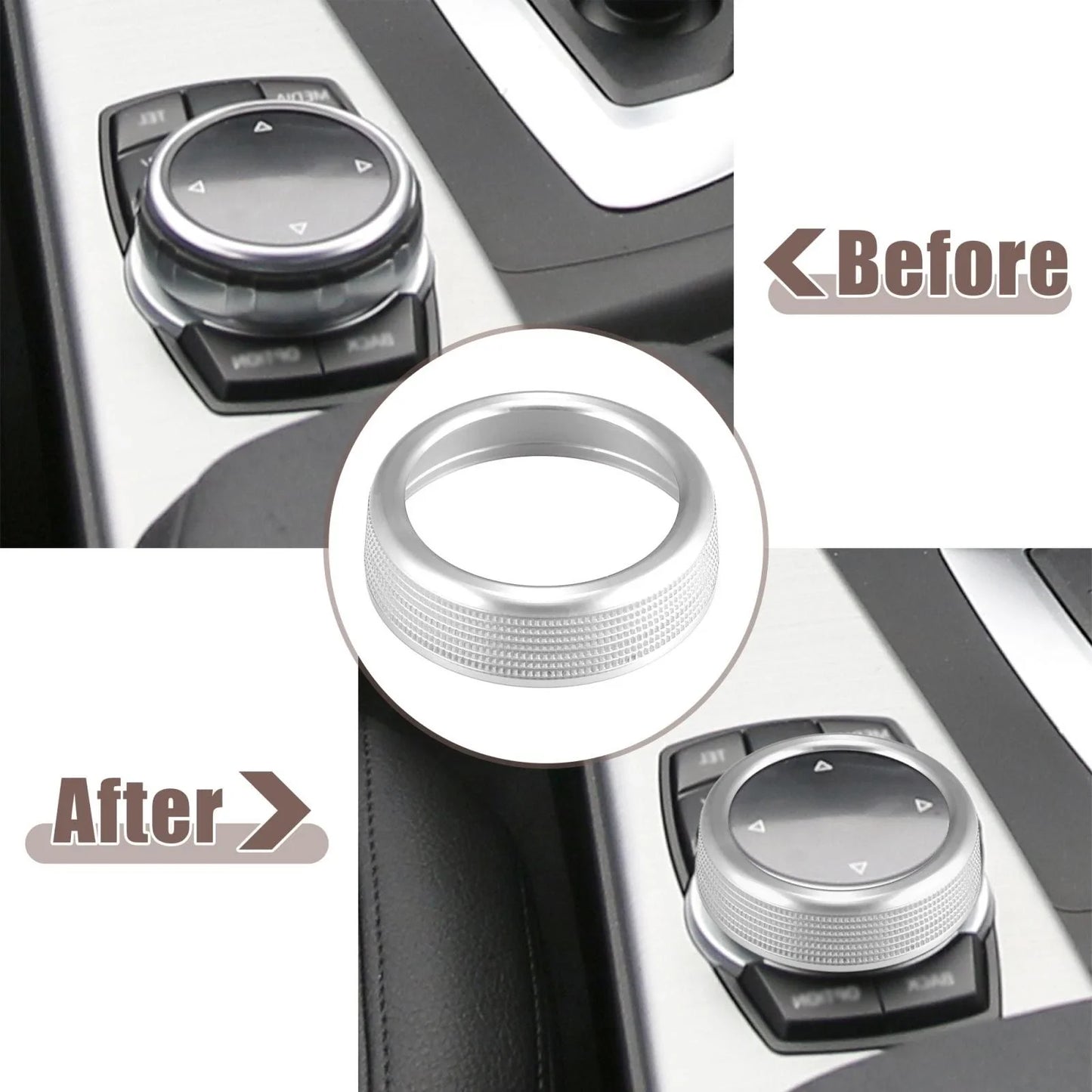 Knob Cover Ring for BMW Series X3 X4 X5 X6 Silver Tone