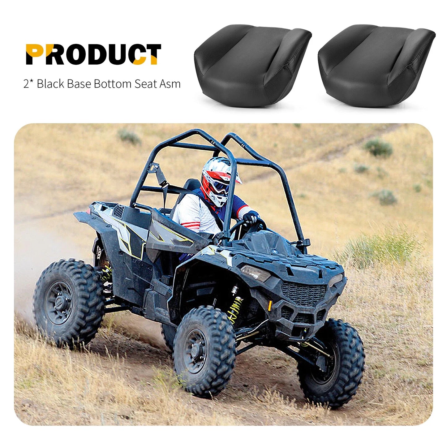 2pcs Black Bottom Seat for Polaris ACE RZR (2011–2020)