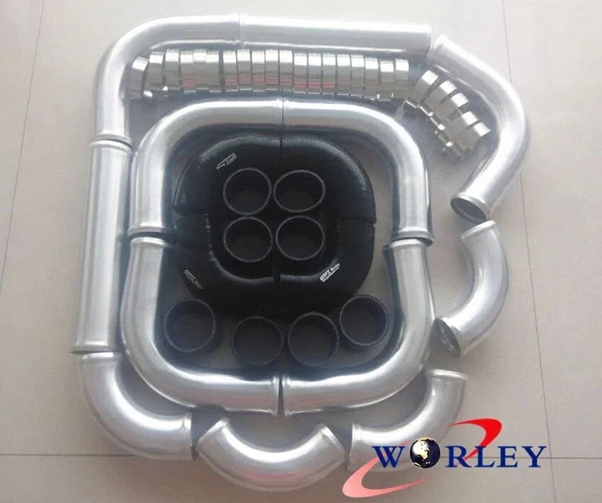 3" 76mm Aluminum Universal Intercooler Turbo Piping Kit for Cars