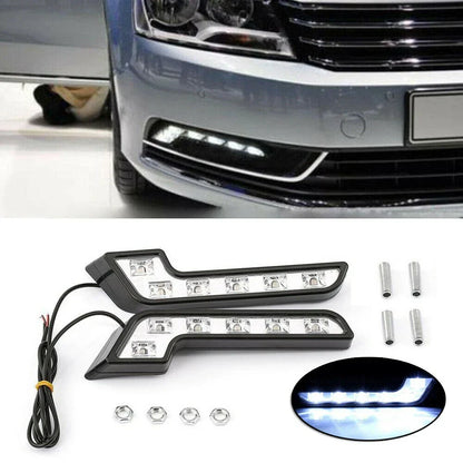 2PCS L Shaped Car 6LED 12V DRL Waterproof Driving Fog Light Lamp for Vehicles
