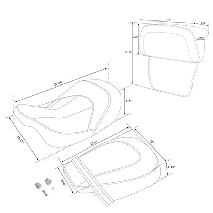 Driver & Passenger Seat w/ Backrest for Harley Street Glide Touring (2014 - 2023)