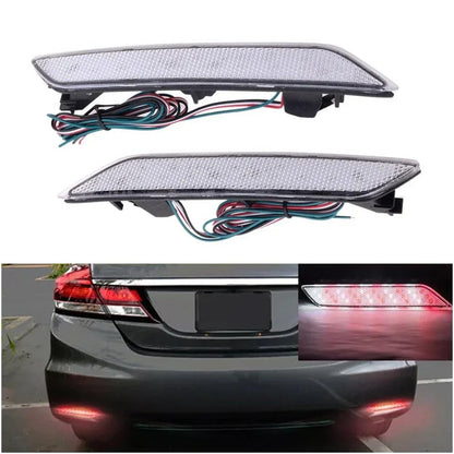 Clear Lens Rear Bumper Reflector LED Brake Lights for Honda Civic Sedan (2006-2011)