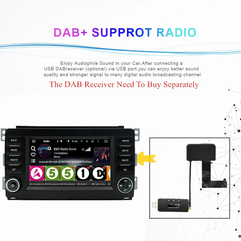 7" Android 13 Car Radio GPS WiFi for 2005-2010 Benz Smart Fortwo