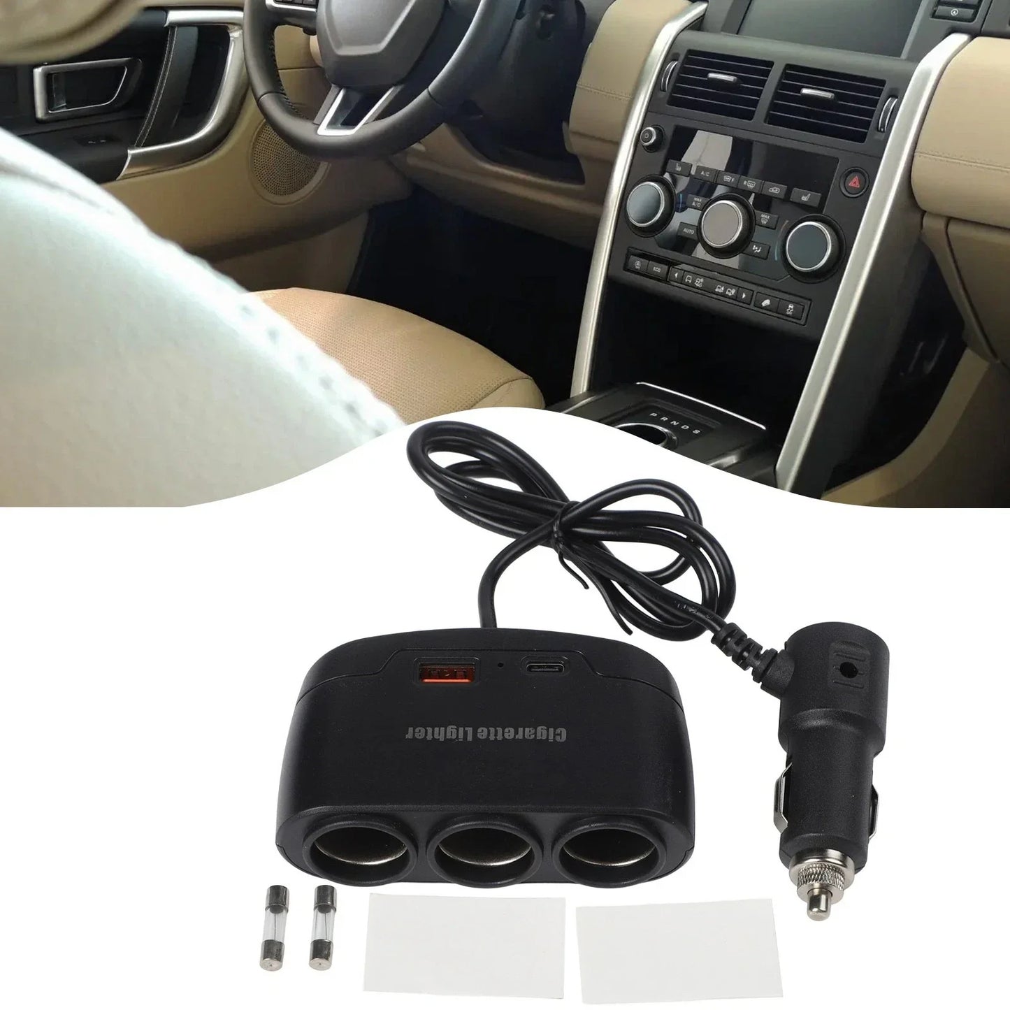 Premium Car Charger Splitter with Triple Socket High Power 120W Output