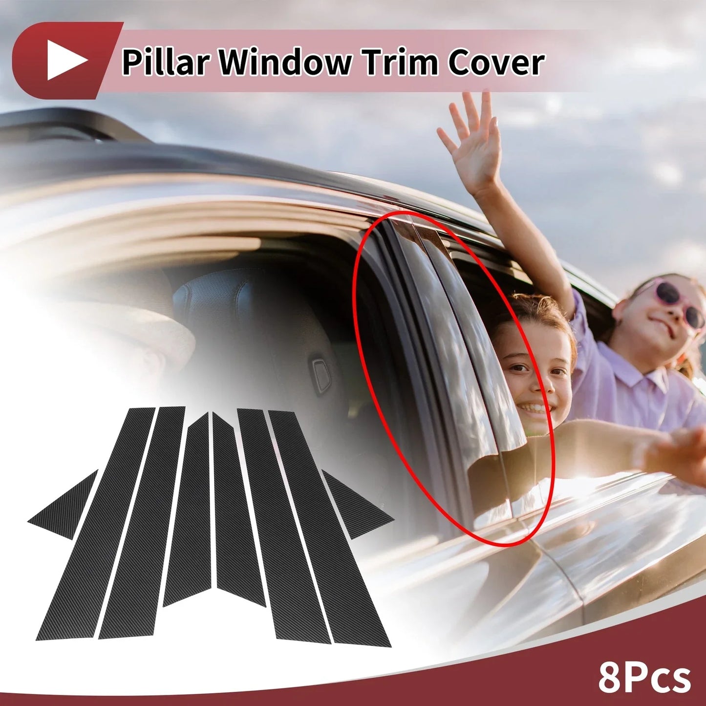 Door Pillar Window Trim for Hyundai Grandeur/Azera 2006-2010 Carbon Fiber