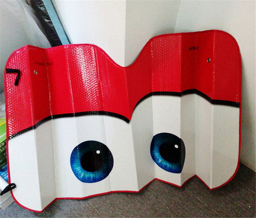 Cartoon Red Big Eyes Aluminium Foil Sun Shade for Car SUV