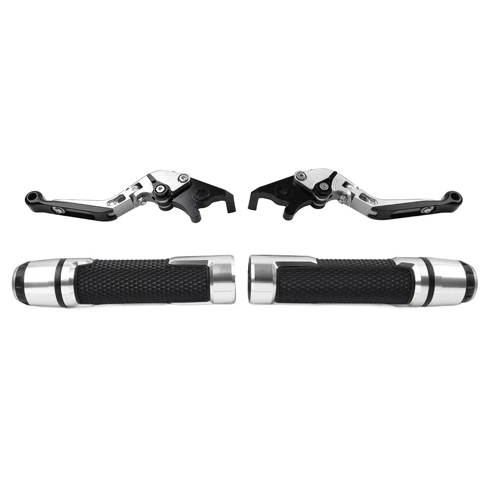 Silver Extendable Brake Clutch Levers & Handlebar Grips for BMW F900R (2020-2023)