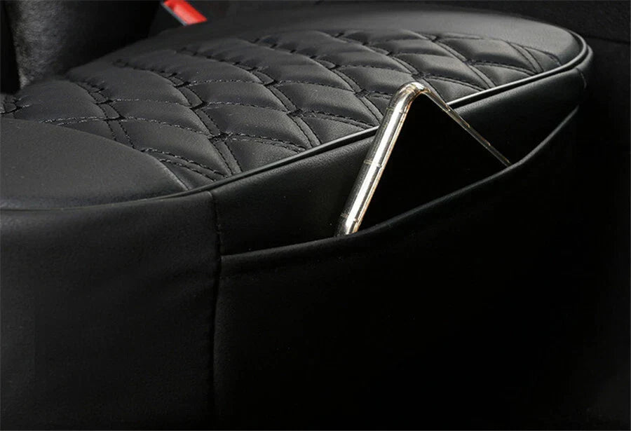 Black PU Leather Front Seat Bottom Cover Pad for Universal Cars