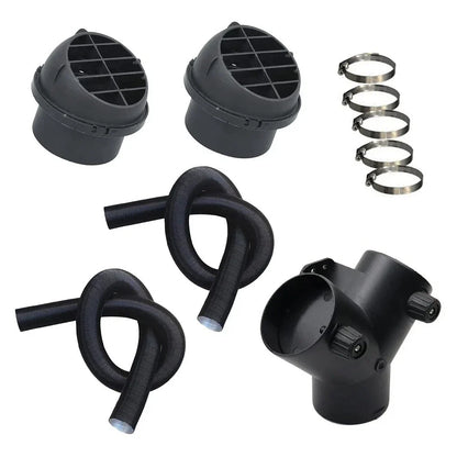 75mm Pipe Ducting Y Piece + Warm Air-Outlet Vent + Hose Clip for Diesel-Heater