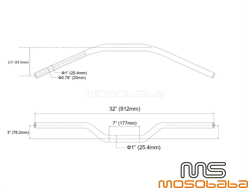 1'' Motorcycle Tracker Drag Bars for Harley Dyna Street Bob Sportster (2006-2023)