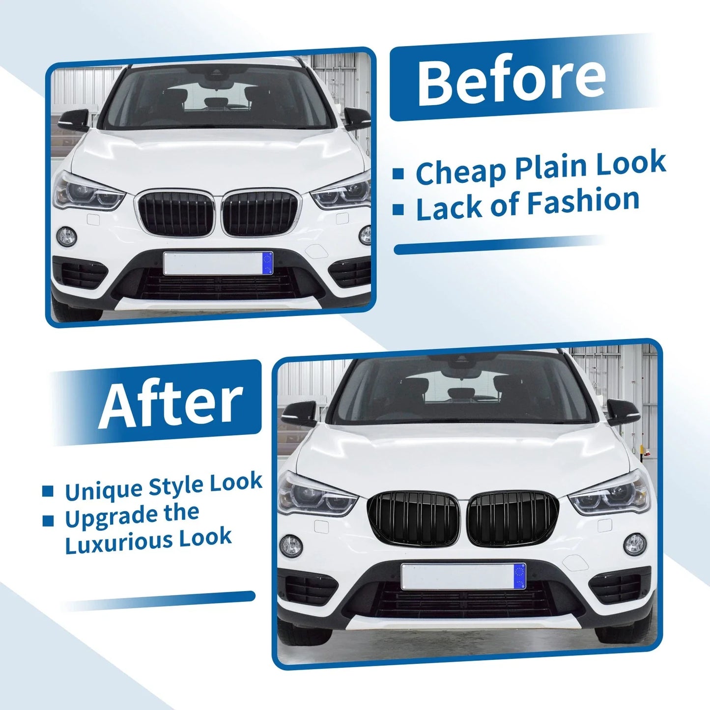 Front Upper Bumper Grille for BMW X1 F48 After 2016 Facelift
