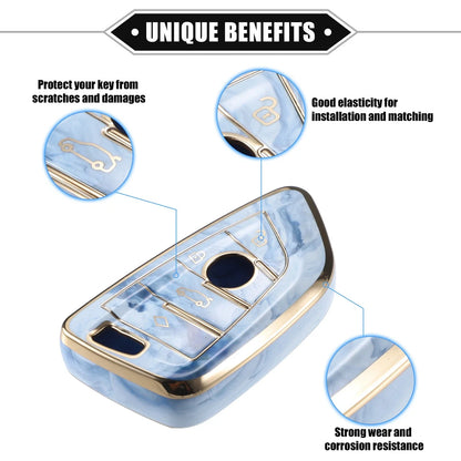 4 Buttons Remote Key Fob Cover for BMW 3-7 Series TPU Blue