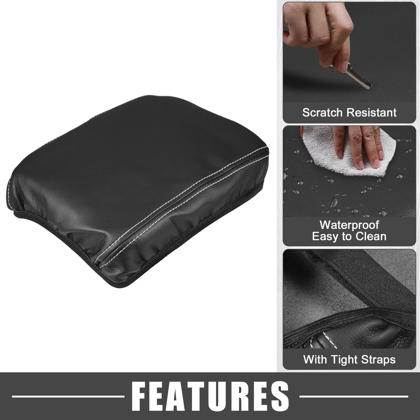 Center Console Pad Kit Armrest Cover for Lexus RX350 (2015-2022) Black White