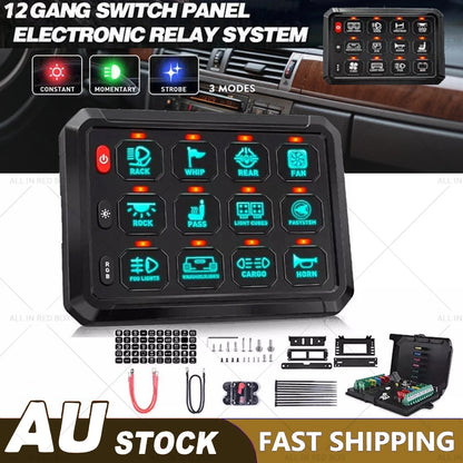 12 Gang LED Control Panel 12V 24V 100A for Truck SUV UTE