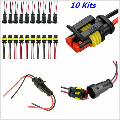 Waterproof 2 Pin Electrical Cable Wire Connector Plug for Car Truck Motorcycle
