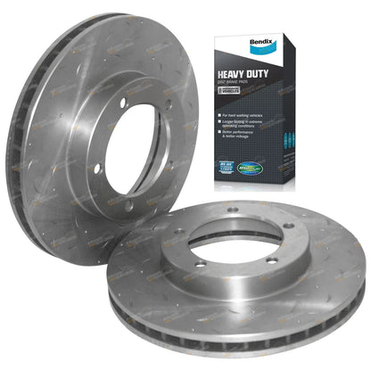 Front Drilled Slotted Disc Rotors & Brake Pads for Toyota FZJ105/HZJ105