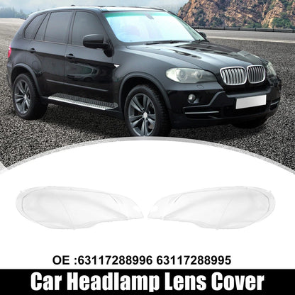 Pair Front Headlight Lens Cover Cap for BMW X5 E70 (2007-2013)