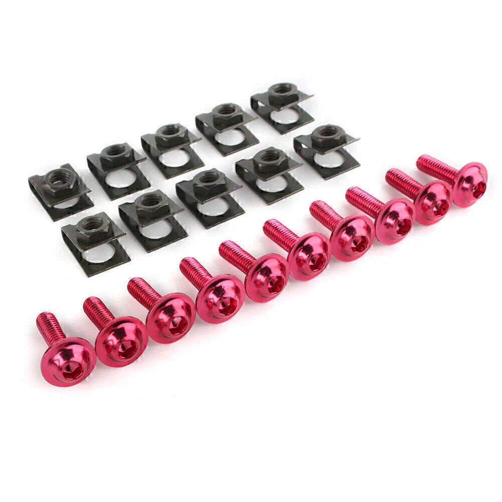 10 x CNC Red Motorcycle M6 Body Fairing Bolts Fasteners for Make & Model