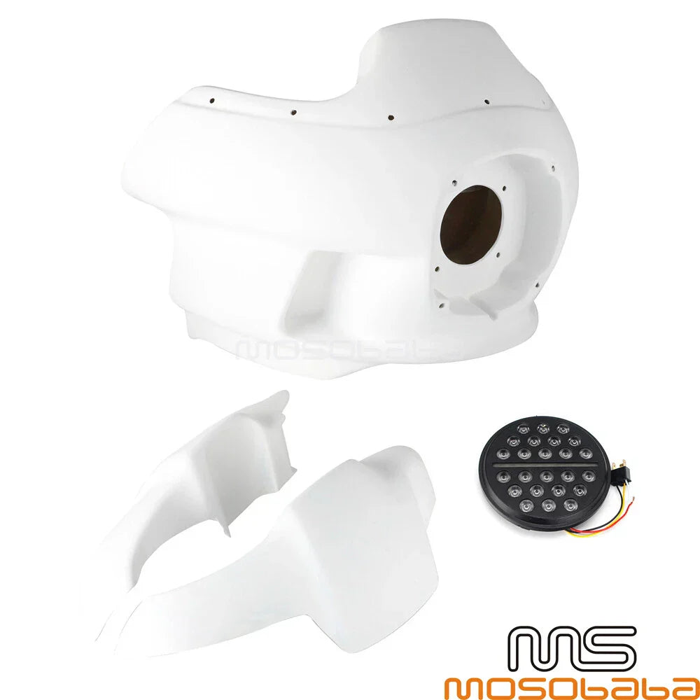 White Upper Lower Fairings w/7" Headlight & Mounts for Harley Low Rider (2016-2023)