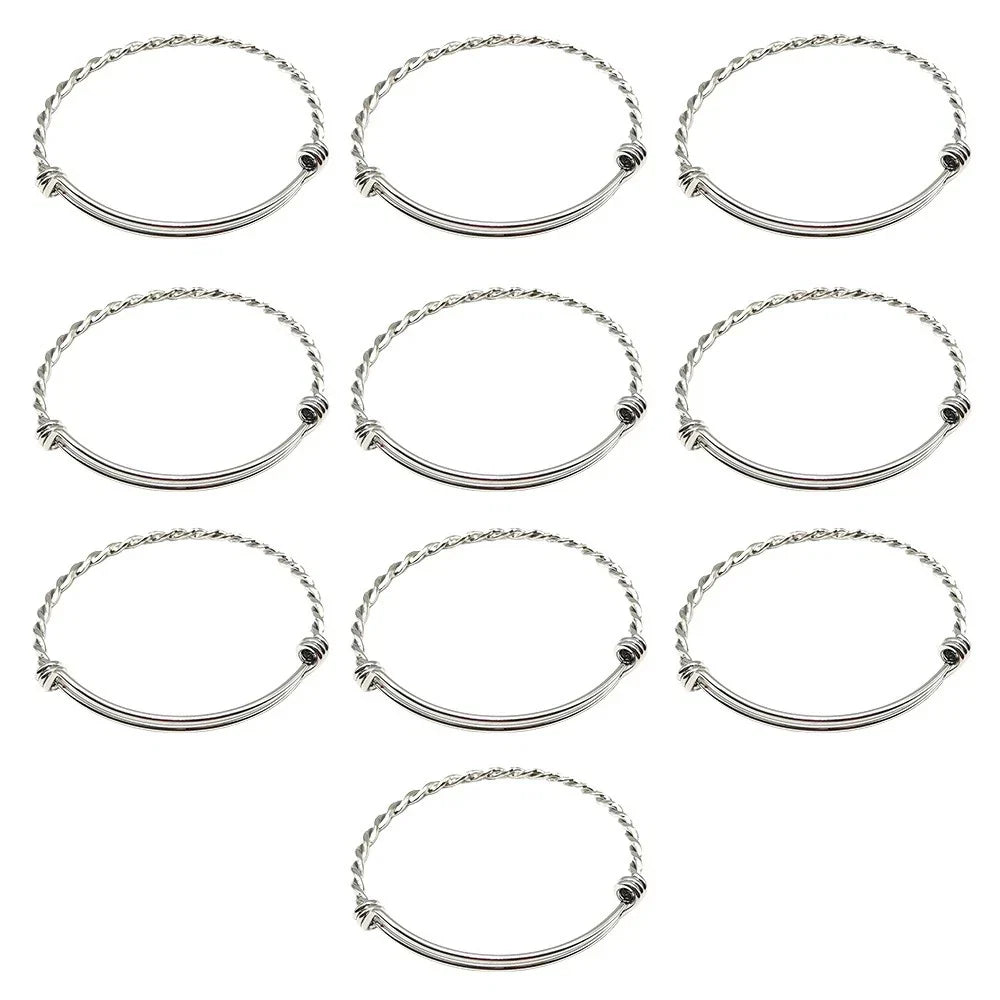 10PCS 2.5" Stainless Steel Adjustable Bangle Bracelets