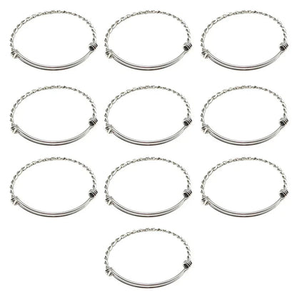 10PCS 2.5" Stainless Steel Adjustable Bangle Bracelets