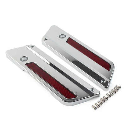 Saddlebag Latch Plate Covers with Red Reflectors for Harley Touring (1993-2013)
