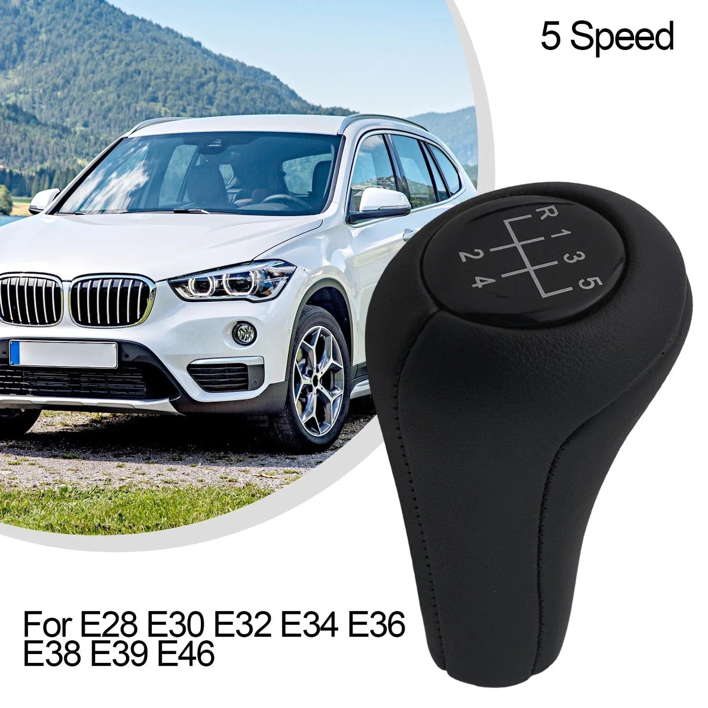 5-Speed Gear Shift Knob Ball Leather Plastic for E28 X3 Z1 Z3