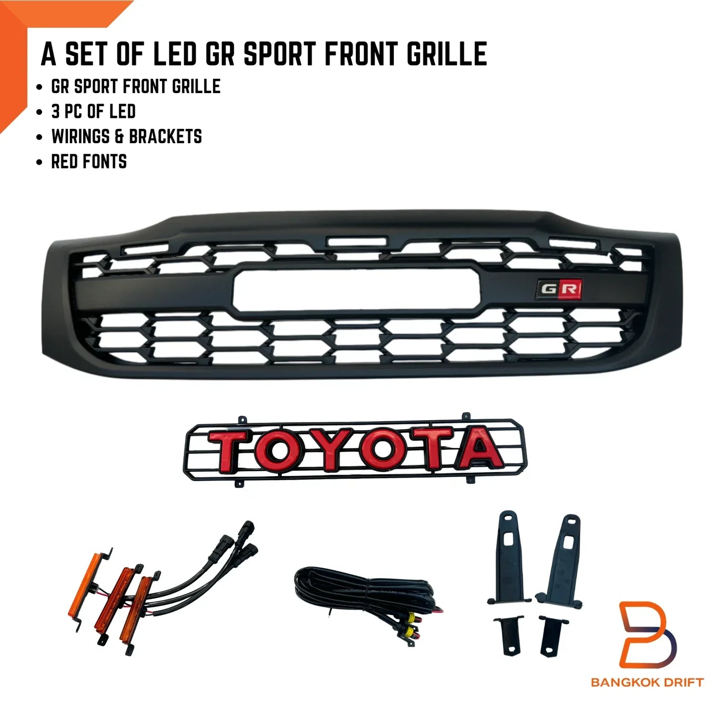 GR Sport LED Front Grille Assembly for Toyota Hilux Ute Vigo Champ (2011-2014)
