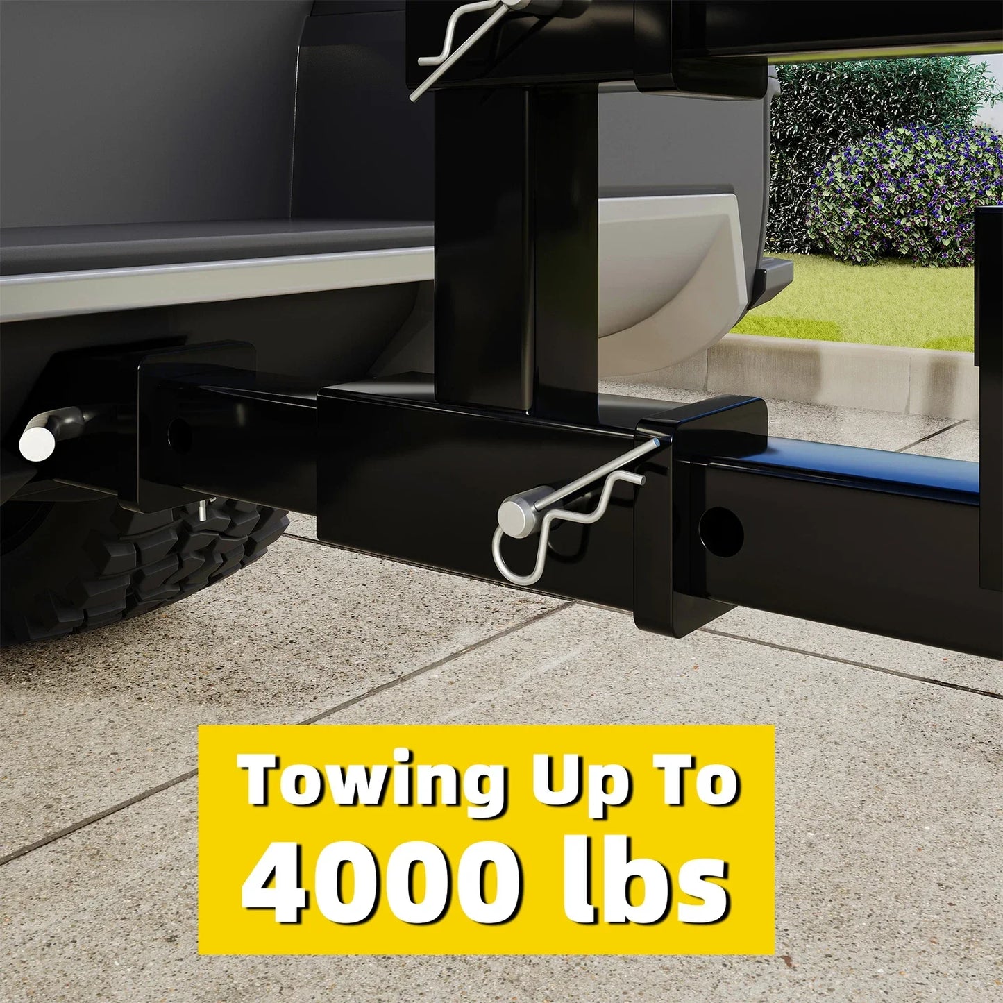 Dual 2in Trailer Hitch Receiver Rise-Drop Extender Adapter 4000LB Black
